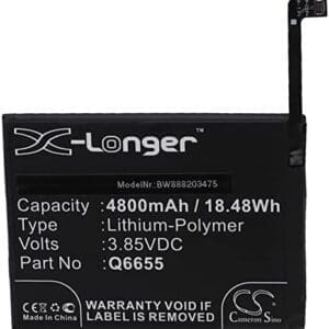 vhbw Batería reemplaza HTC Q6655 para móvil, Smartphone (4800 mAh, 3,85 V, polímero de Litio)