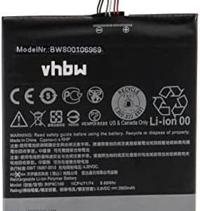 vhbw Batería Recargable reemplaza HTC B0P9C100 para móvil, Smartphone (2600 mAh, 3,8 V, polímero de Litio)