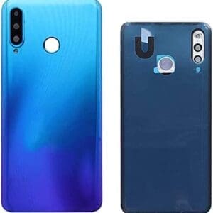 Kit Fundas para batería + Adhesivo + Lente Compatible con Huawei P30 Lite / 48MPX MAR-LX1A / LX1B n.1 Cristal Trasero Trasero + Adhesivo + Lente con Marco (Azul)