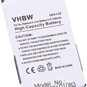 vhbw Batería Recargable reemplaza HTC 35H00121-05M, 35H00125-07M, BA-S360, BA-S380 para móvil, Smartphone (1100 mAh, 3,7 V, Li-Ion)