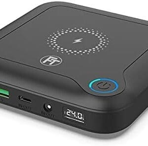 FeinTech Batería Externa PLG02400 para portátil, MacBook, Tableta, Smartphone, Carga inalámbrica 88 WH, 24000 mAh