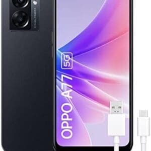 OPPO A77 5G - Teléfono Móvil Libre, 4GB+64GB, Cámara 48+2MP, Smartphone Android, Batería 5000mAh, Batería 5000mAh, Carga Rápida 33W, Dual SIM - Negro