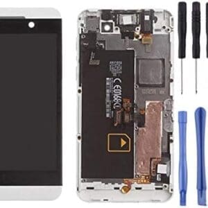 LCD Montaje Completo de Pantalla y digitalizador con Marco for Blackberry Z10 4G Reemplazo de Pantalla (Color : White)